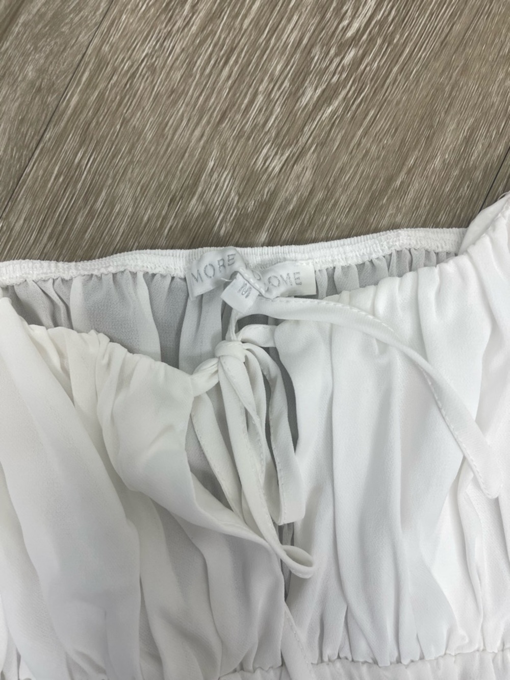 MORE & MORE White Off-Shoulder Ruffle Sleep Chemise - Picture 2 of 2